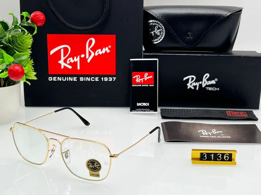 RAY-BAN New Fancy Men's Square Aviator Black Metal Frame Trendy Hot Favourite Wintage Sunglass For Unisex.