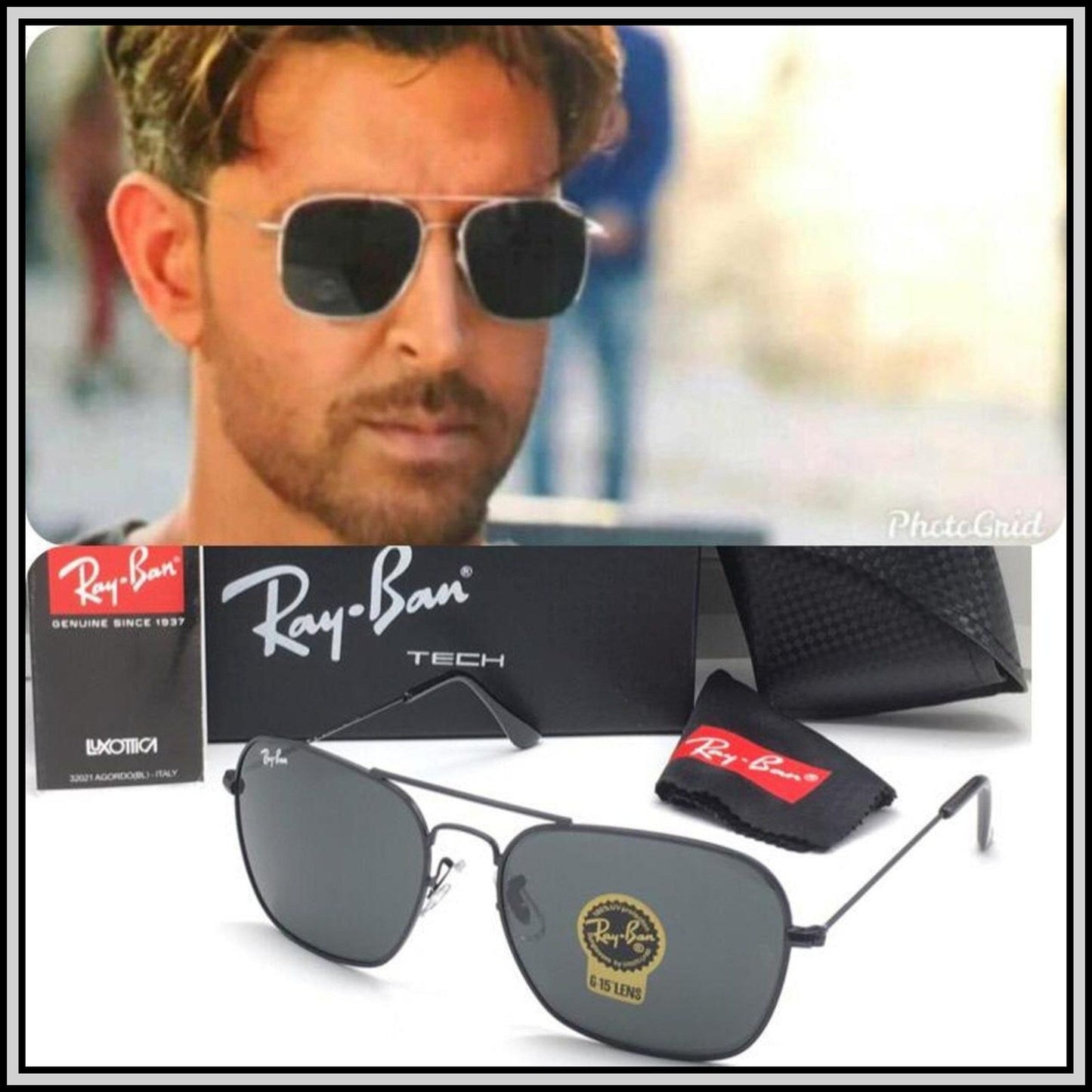 RAY-BAN Black & Black ( 3136 ) New 26-mm Men's Sunglasses.