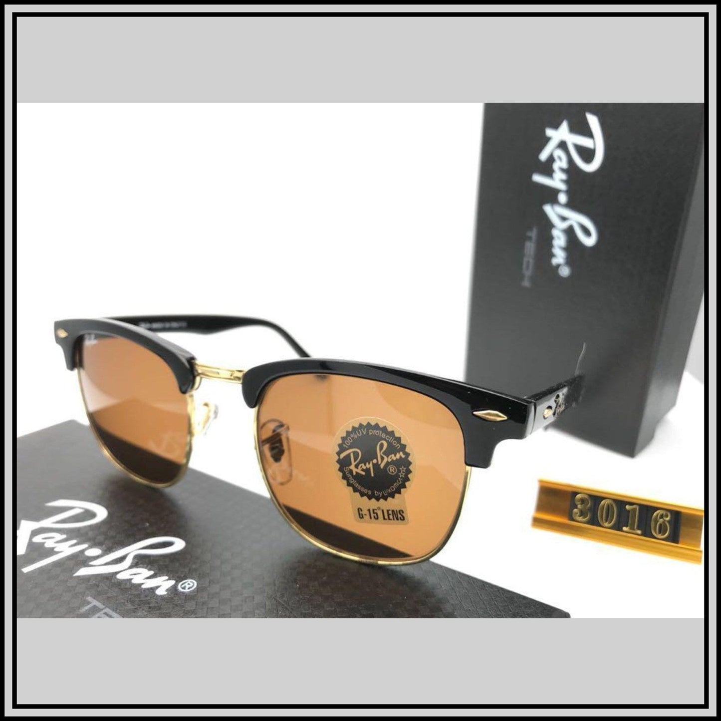 RAY-BAN Brown & Gold ( 3016 ) New 26-mm Men's Sunglasses.