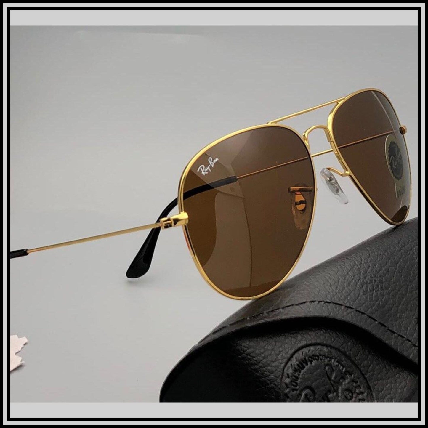RAY-BAN Brown & Gold ( 3026 ) New 26-mm Men's Sunglasses.