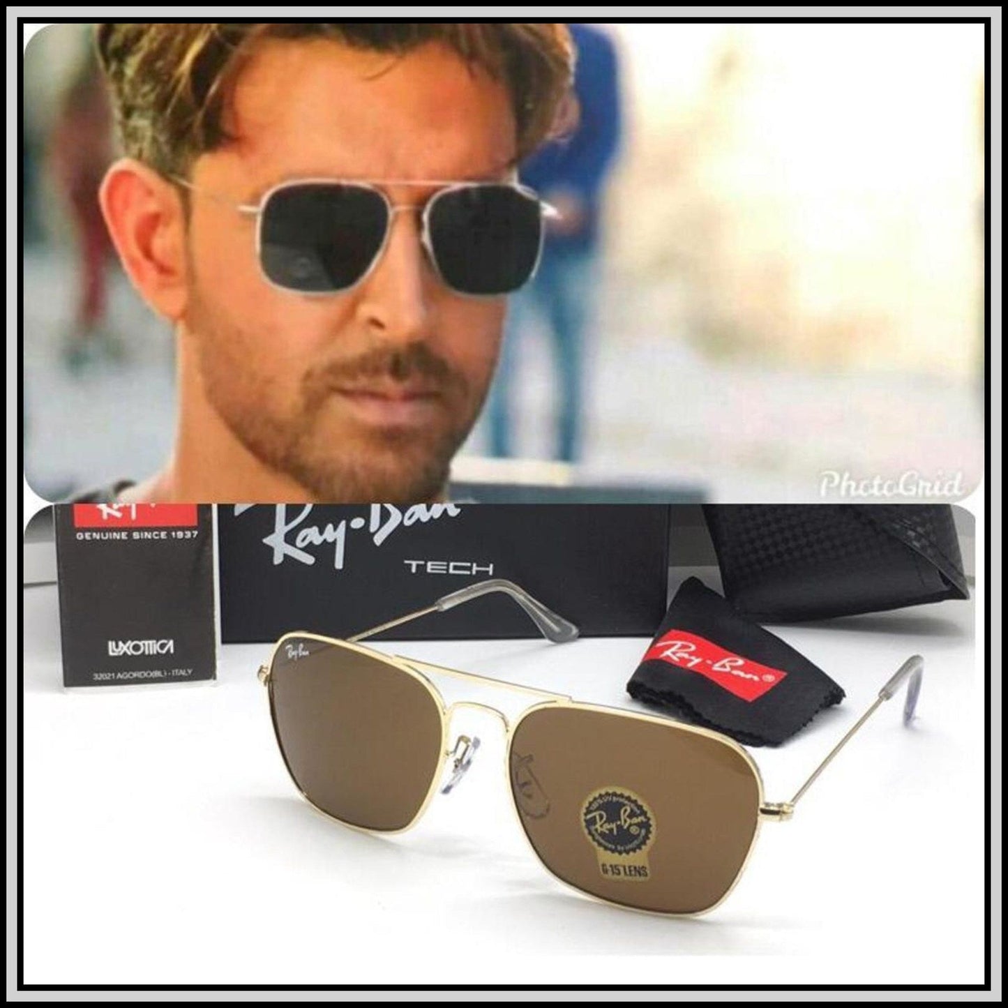 RAY-BAN Brown & Gold ( 3136 ) New 26-mm Men's Sunglasses.