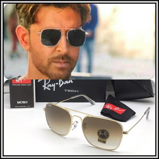 RAY-BAN Brown Dc & Gold ( 3136 ) New 26-mm Men's Sunglasses.
